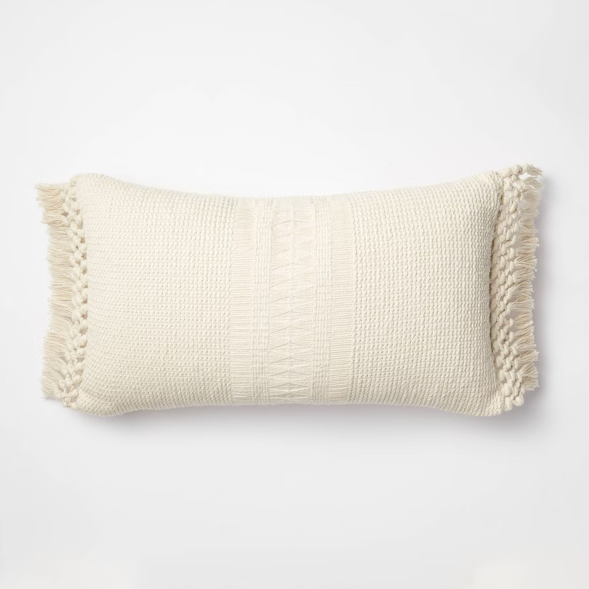 Oversized Lumbar Textural Woven Pillow with Crochet Trim Cream - Threshold™ designed with Studi... | Target