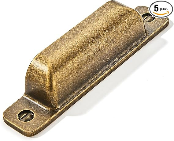 5 Packs 3-Inch Drawer Pulls Antique Brass Cabinet Cup Pulls Kitchen Hardware Cabinet Handles Cabi... | Amazon (US)
