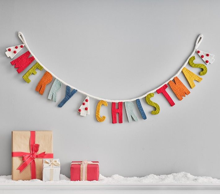 west elm x pbk Felted Merry Chrismas Garland | Pottery Barn Kids