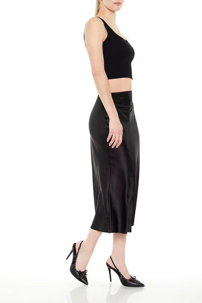 Satin Midi Slip Skirt | Forever 21