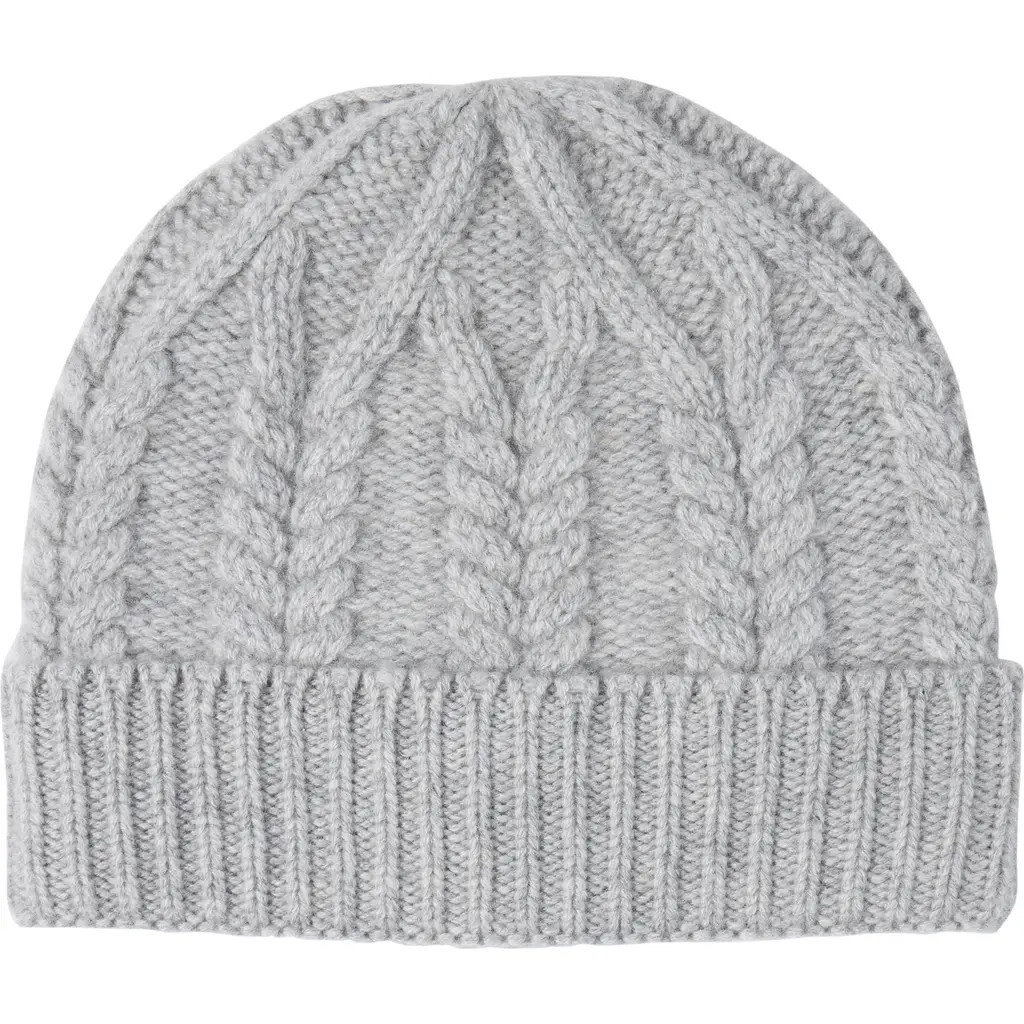 Sofia Cashmere Cable Stitched Cuffed Cashmere Beanie in Grey at Nordstrom Rack | Nordstrom Rack