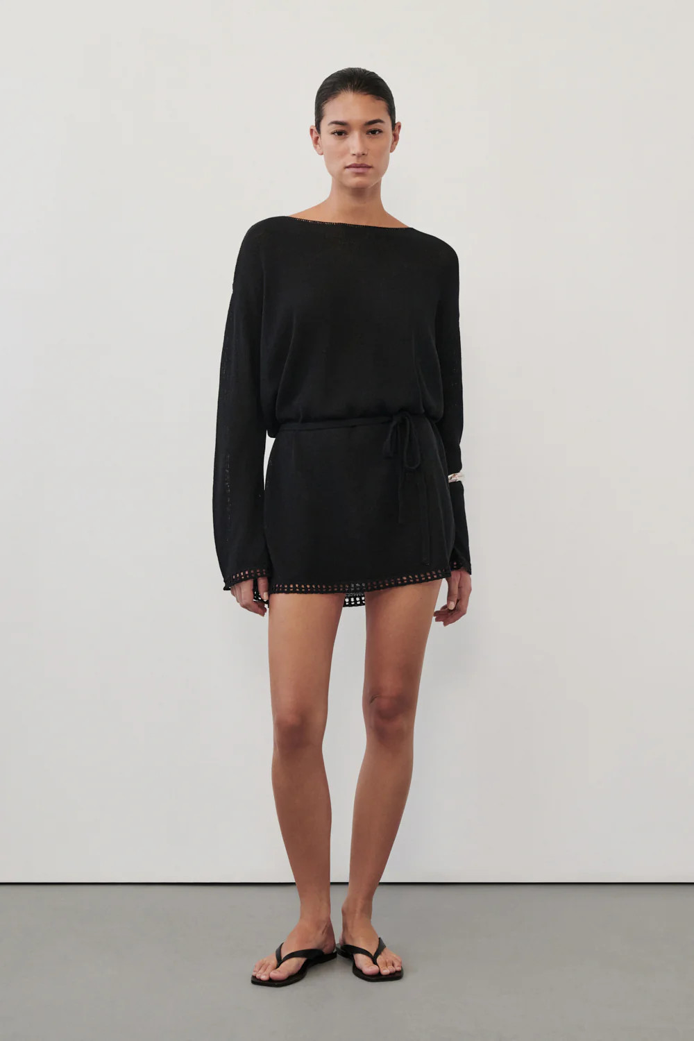 TARI BLACK KNIT LS MINI DRESS | DISSH