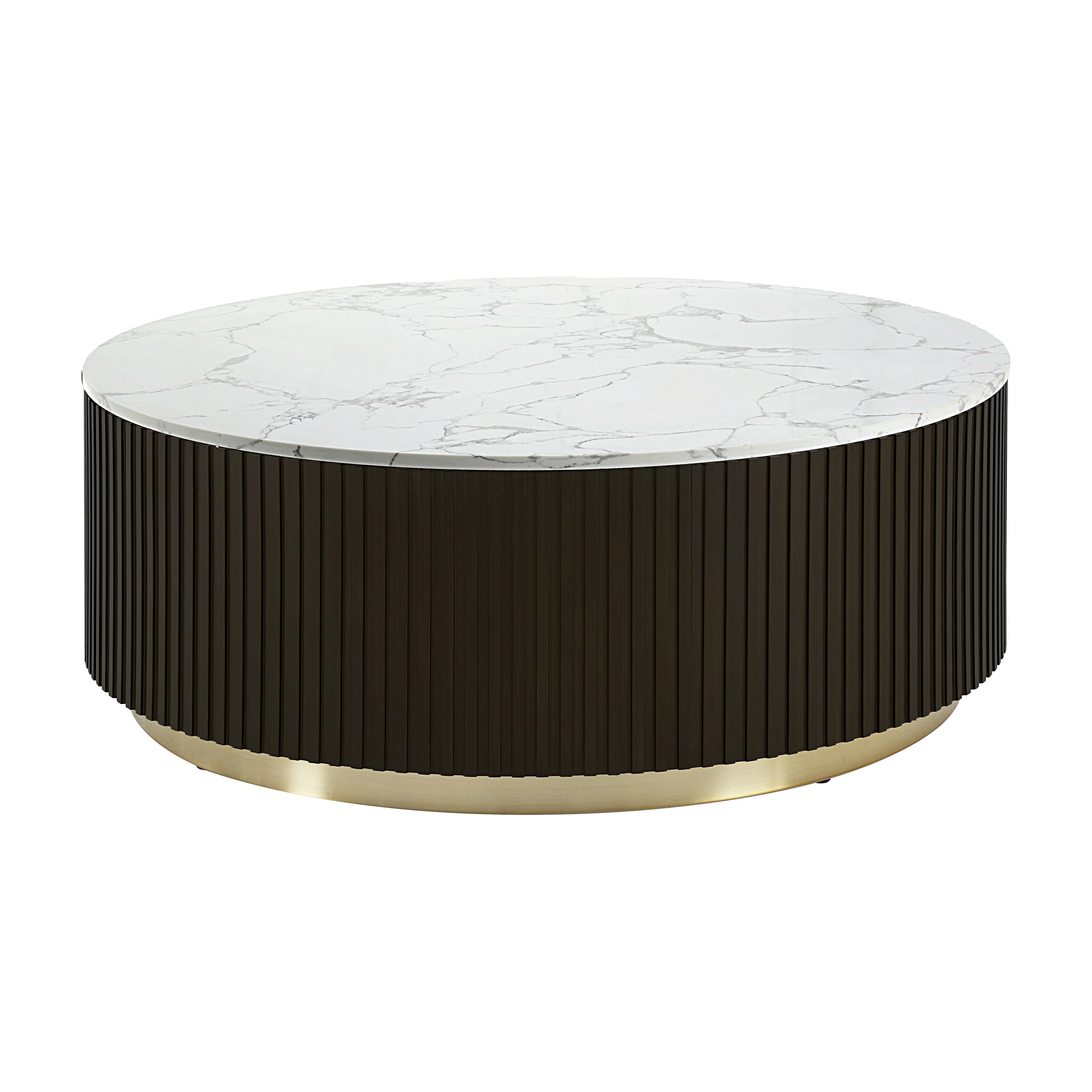 Coffee Table, White Natural Marble Top & Espreeso Finish | Wayfair North America