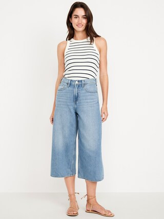 High-Waisted Baggy Wide-Leg Culotte Jeans | Old Navy (US)