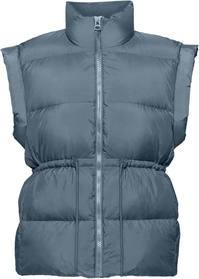 VAOYIU Womens Puffer Vest Adjustable Drawstring Waist Lightweight Quilted Zip Up Vest with Pocket... | Amazon (US)