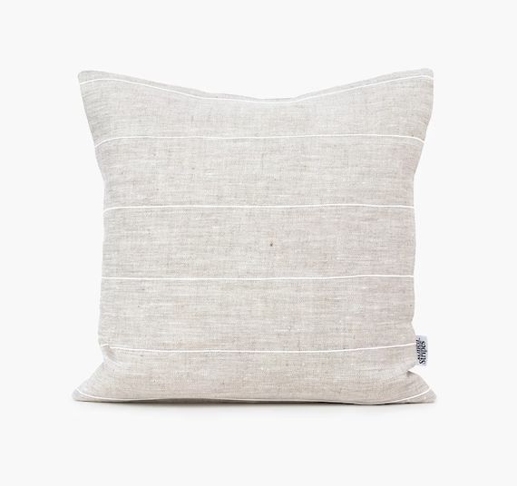 Natural Linen Cushion Cover White Stripe Pillow Covers Linen Pillow Case, Modern Pillow Cover Eur... | Etsy (US)