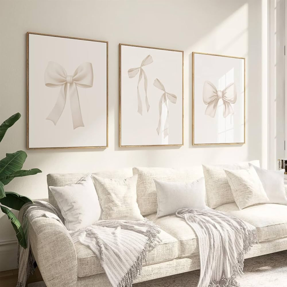 Bow Wall Art Decor Preppy Beige Bow Poster Girly Room Wall Art Prints Beige Bow Knot Wall Decor C... | Amazon (CA)