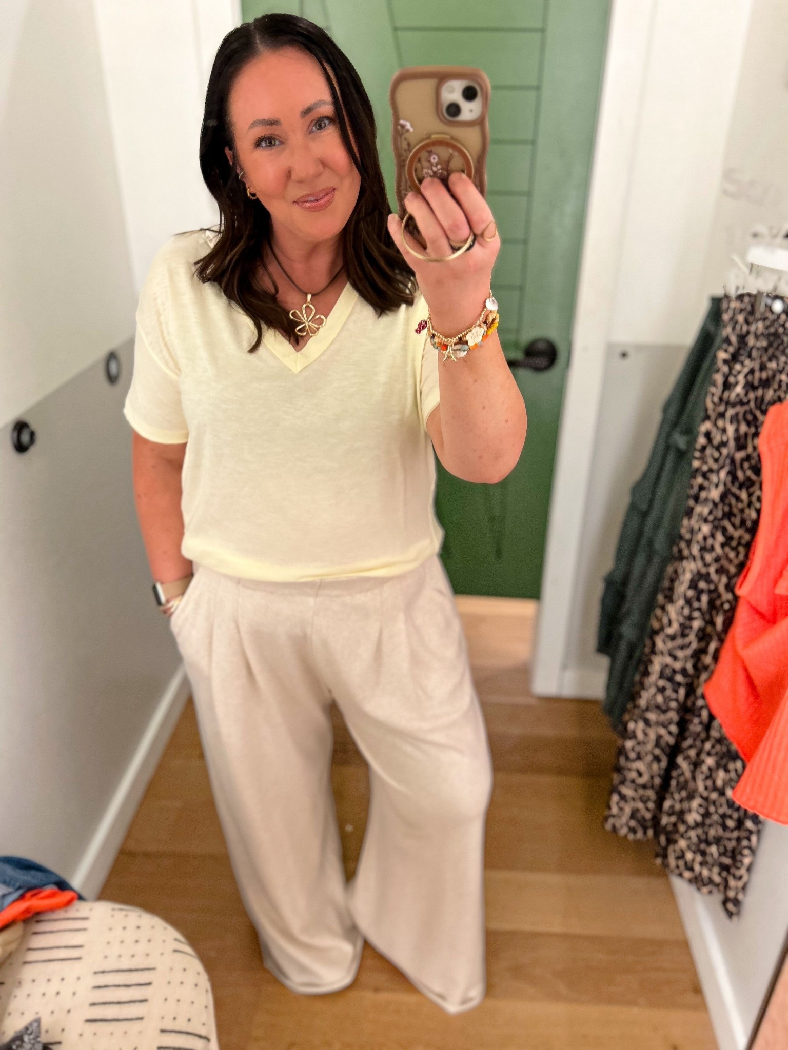 Comfy Aerie finds! Small oversized tee!  These run really big. Love the v neck style! Large short trouser pants. So soft and comfy! These run long. FYI! Sandals run true to size  

#LTKOver40 #LTKxAerie #LTKSaleAlert