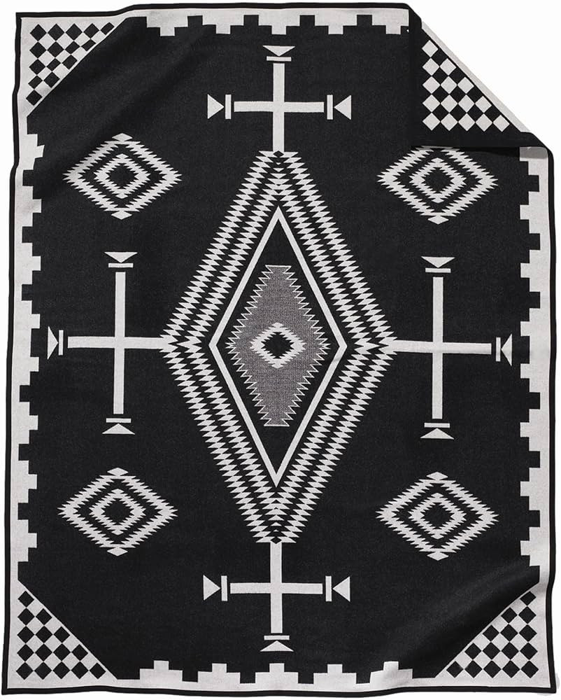Pendleton Jacquard Unnapped Blanket 64" x 80" - Wool Cotton, Reversible, Lightweight, Soft, Ultra... | Amazon (US)