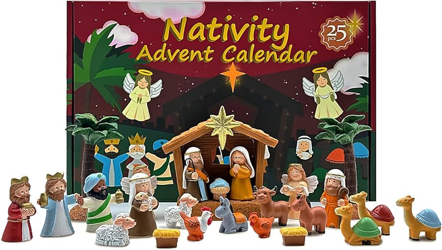 Nativity Set Advent Calendar 2025, for Kids Christmas Countdown Calendars with 25 Surprises Table... | Amazon (US)