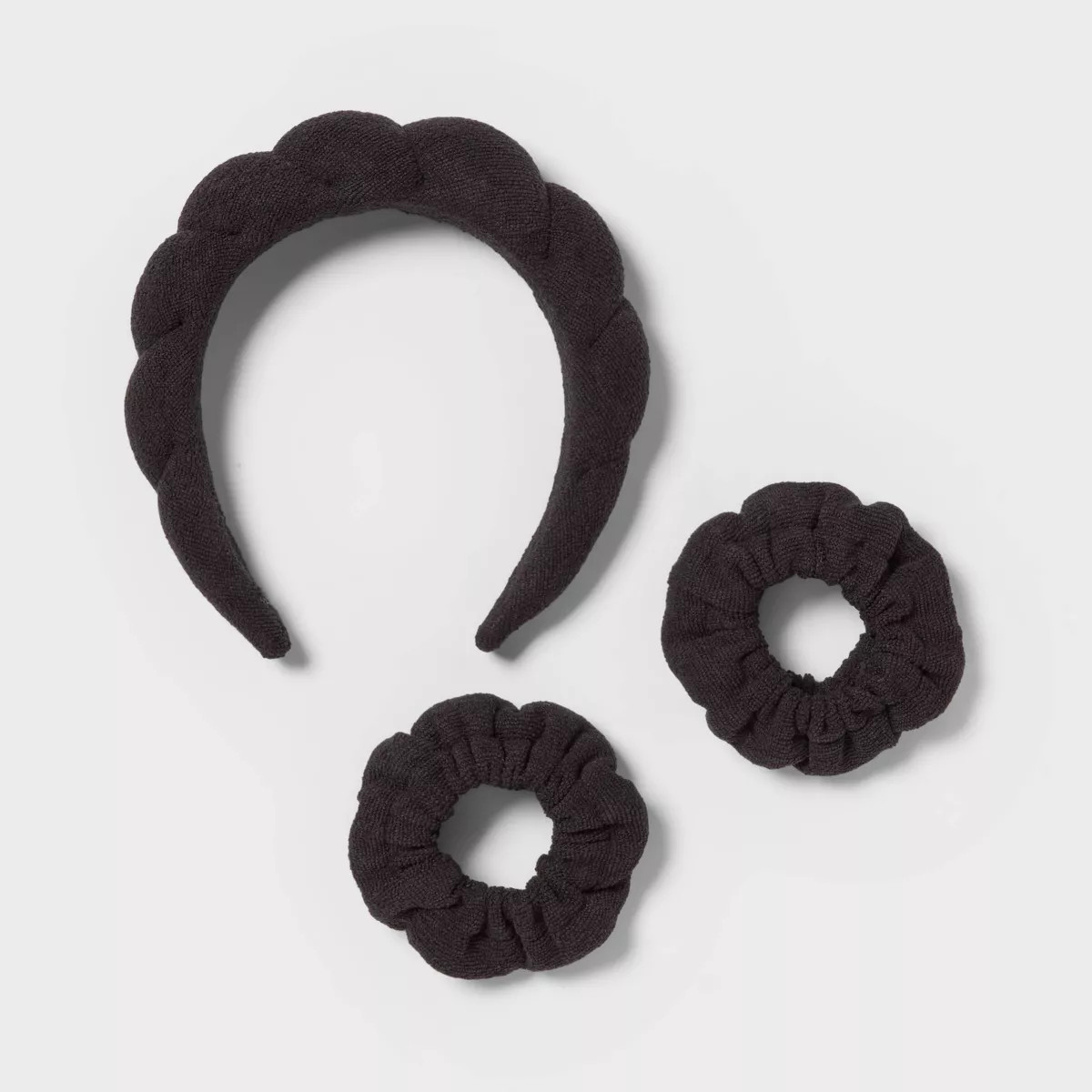 3pc Spa Headband and Wrist Scrunchie Set Black - Room Essentials™ | Target