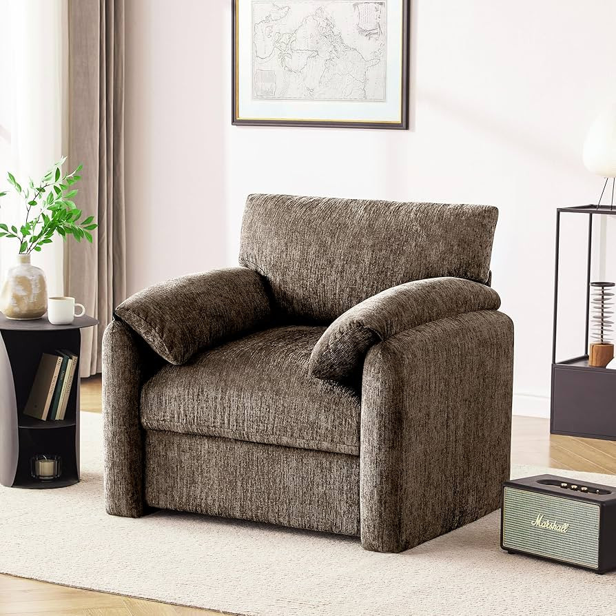 Chenille Oversized Armchair, 38.6'" Wide Accent Chairs for Living Room & Bedroom Modern Lounge Ch... | Amazon (US)