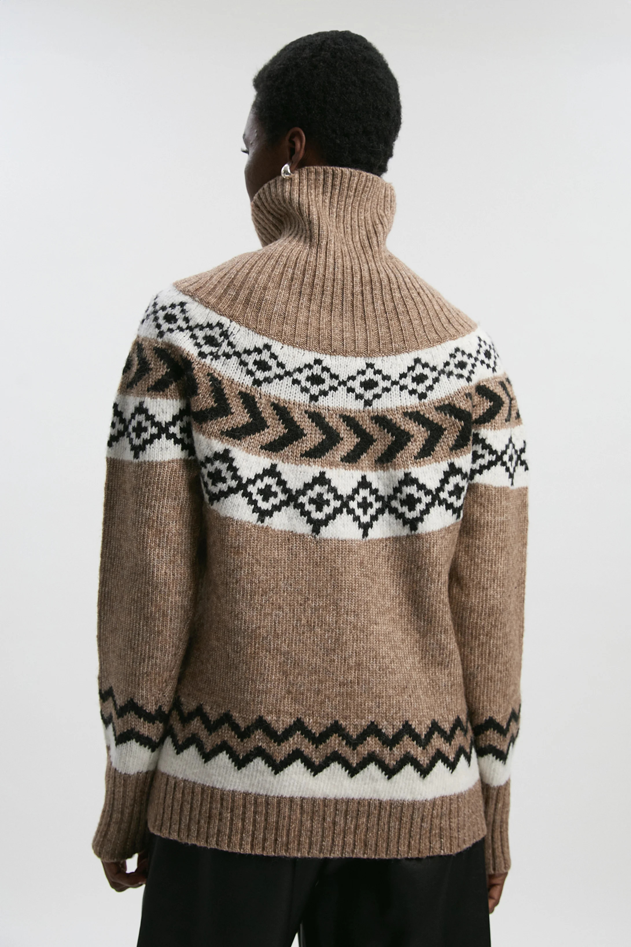 Fairisle Pattern Crew Neck Knit Jumper | Karen Millen UK + IE + DE + NL