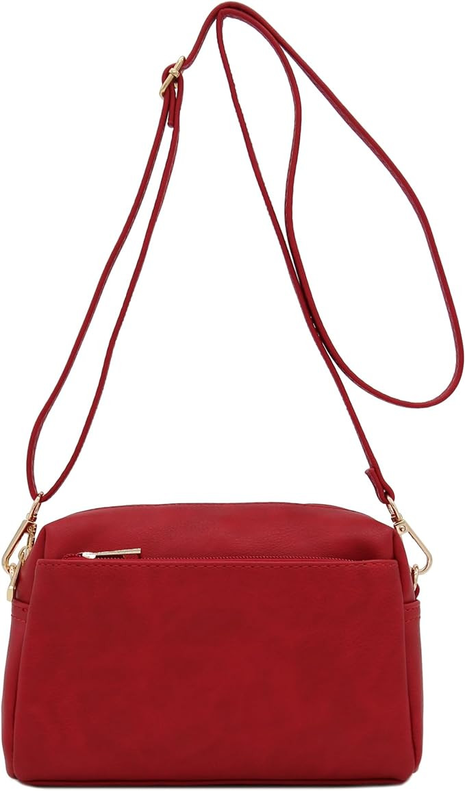 FashionPuzzle Triple Zip Small Crossbody Bag | Amazon (US)