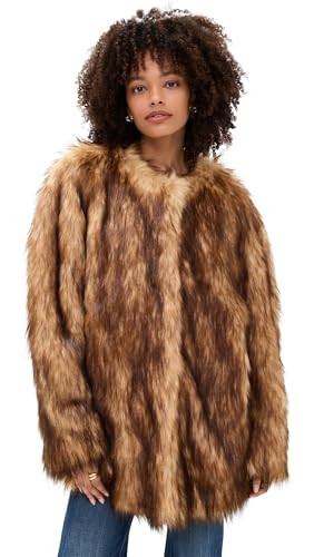 ALC Women's Bria Faux Fur Coat, Brown, L | Amazon (US)