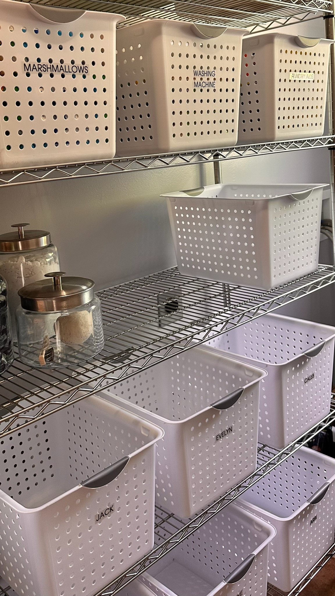 A shelving unit is one of the simplest ways to instantly create more organized storage space.

We use them in laundry rooms, garages, storage rooms, and even closets to maximize every inch.

Add baskets and you have an easy system that keeps everything contained, visible, and functional. We love using them as individual laundry baskets. It makes a huge difference in keeping spaces tidy and easy to maintain. 

 #LTKHome