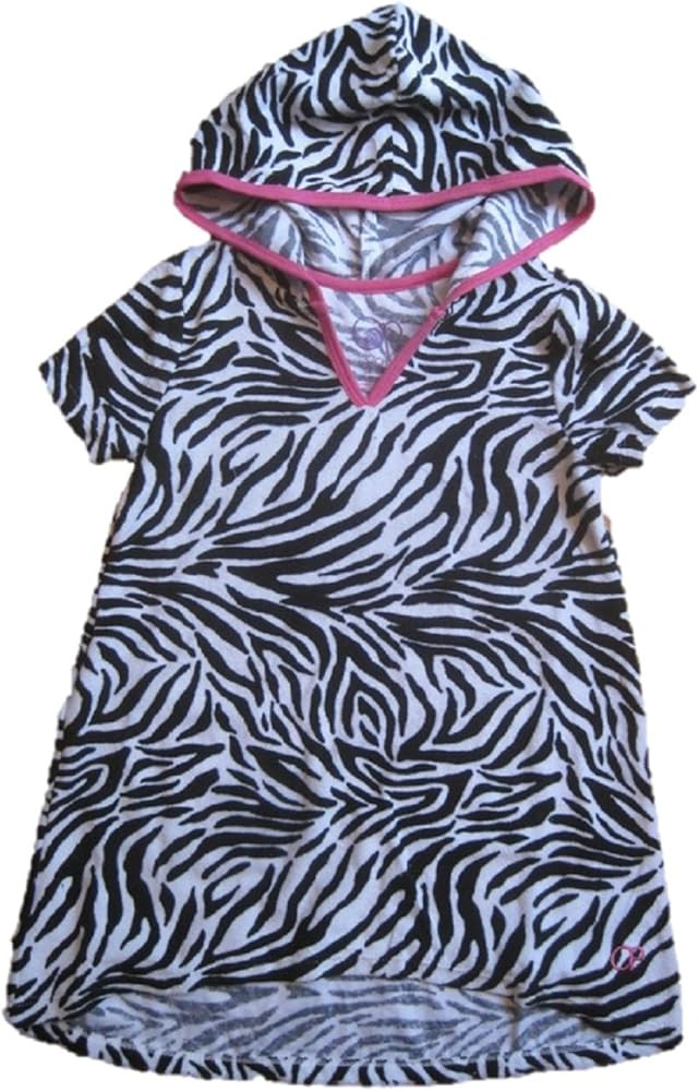 OP Baby Girls Zebra Beach Hooded Swim Suit Cover up Xs - XL Slip on (xs 4/5) Black/White | Amazon (US)