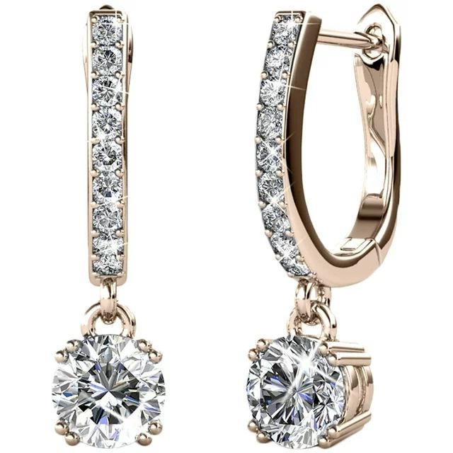 Cate & Chloe McKenzie 18k Rose Gold Plated Drop Dangle Crystal Earrings | Gold Jewelry for Women,... | Walmart (US)