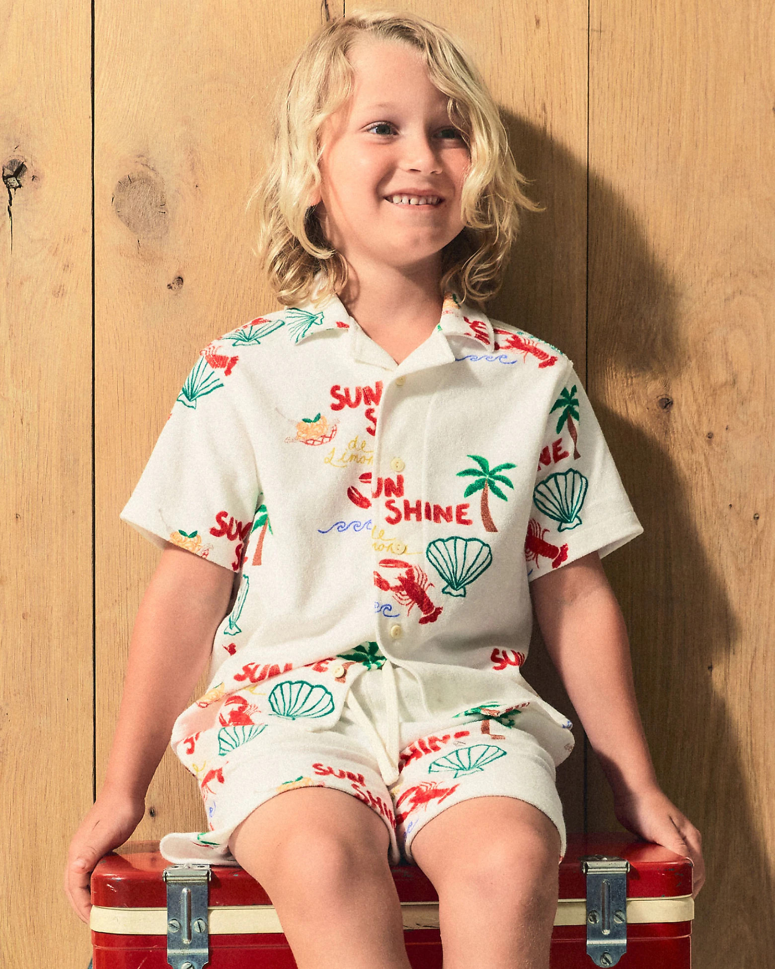 Kids' towel terry short in vacation print | J. Crew US