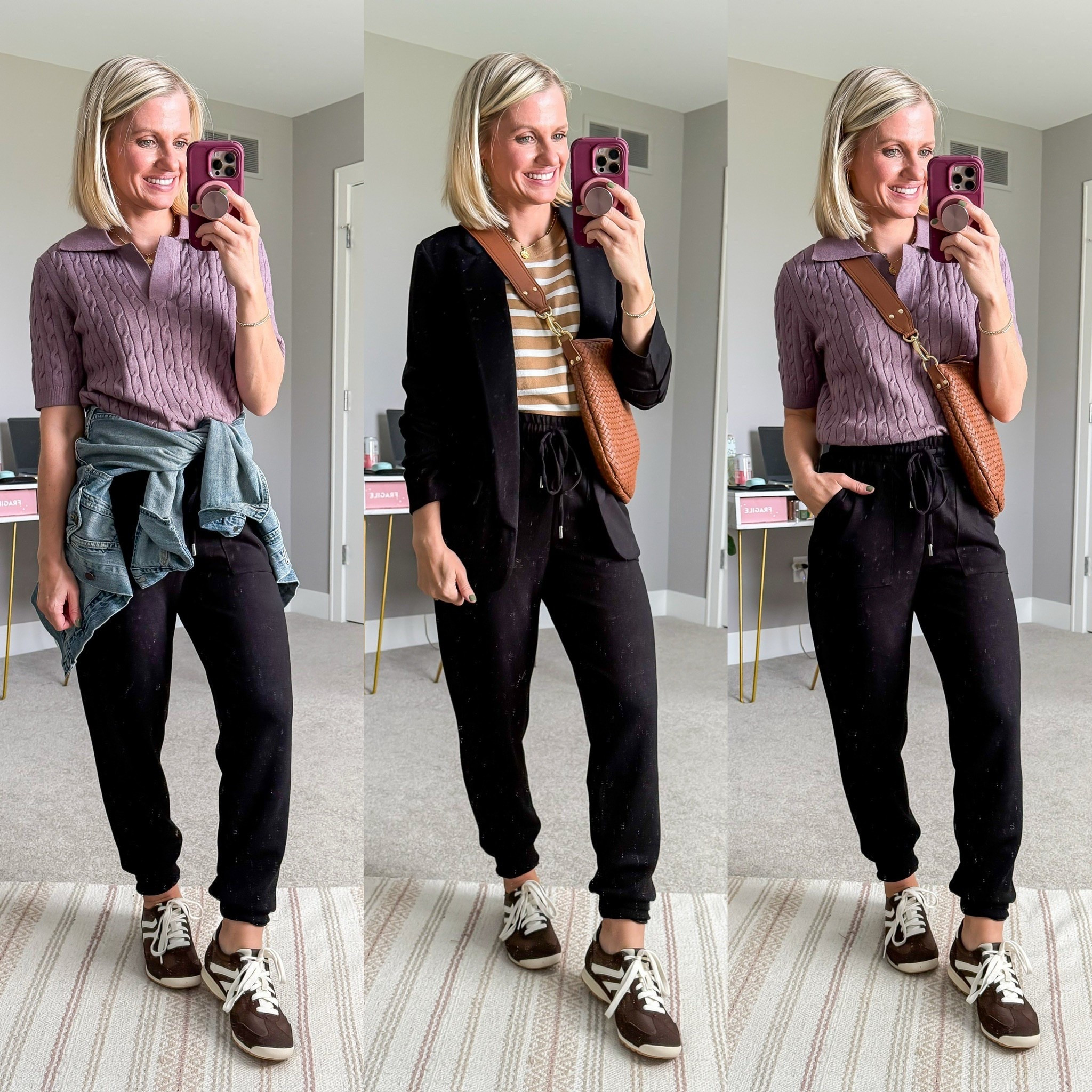 Mom friendly fall outfits with black joggers.

#LTKOver40 #LTKSeasonal #LTKPetite