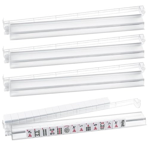 All-in-One Tile Rack & Pusher, Clear Acrylic Mahjong Combo, Modern American Majiang Tile Set of 4 (Transparent) | Amazon (US)