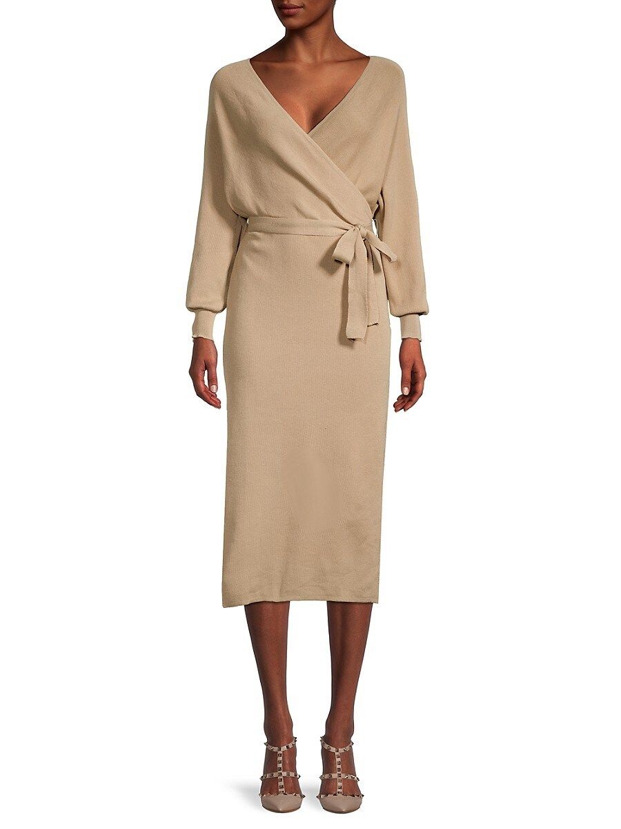 stellah Women's Wrap Sweater Dress - Taupe - Size XS | Saks Fifth Avenue OFF 5TH