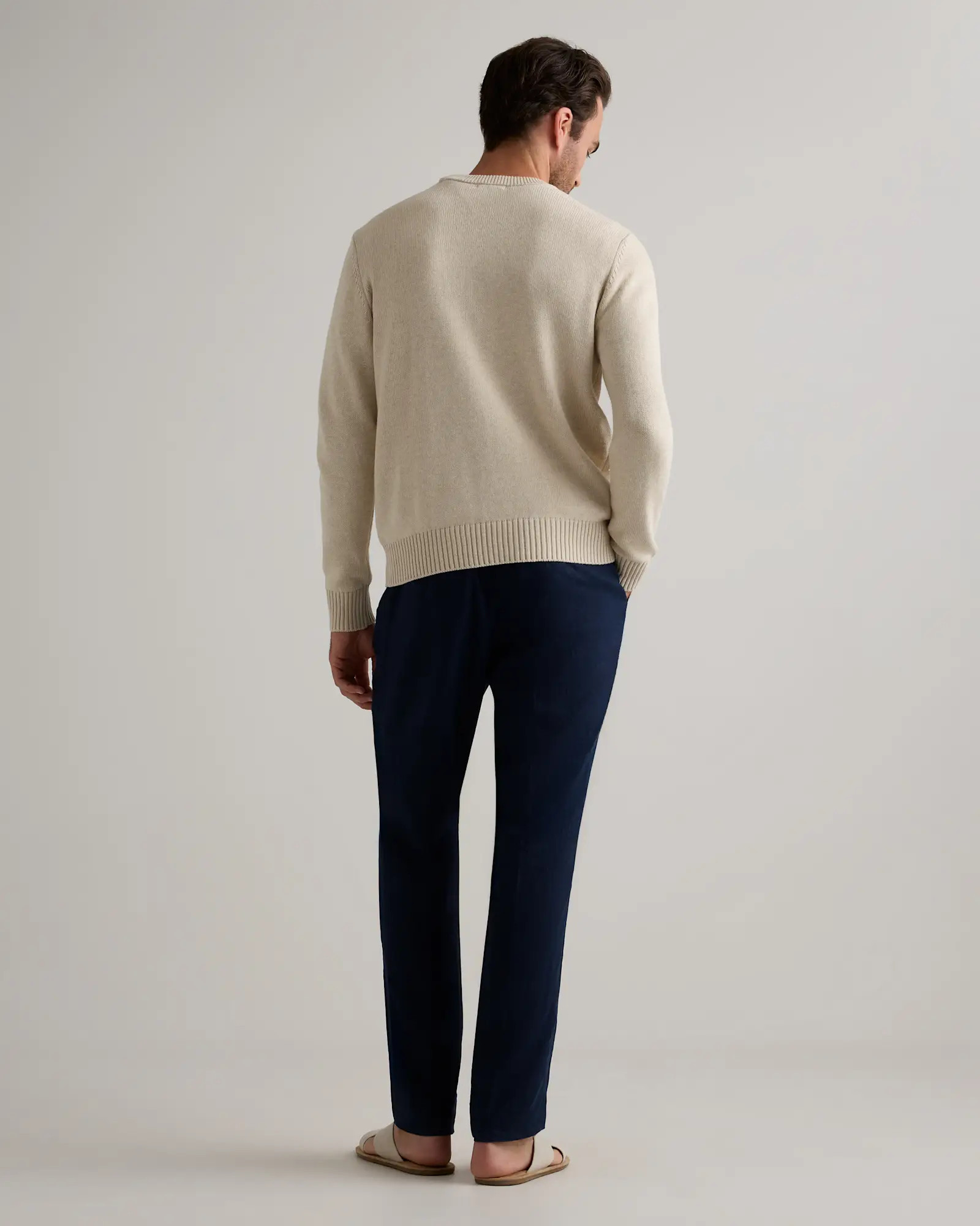 Men's 100% Organic Cotton Flag Sweater in Speckled Beige Flag | Quince