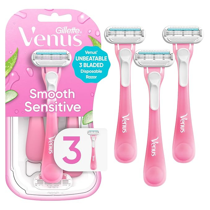 Gillette Venus Sensitive Women's Disposable Razors - Single Package of 3 Razors | Amazon (US)