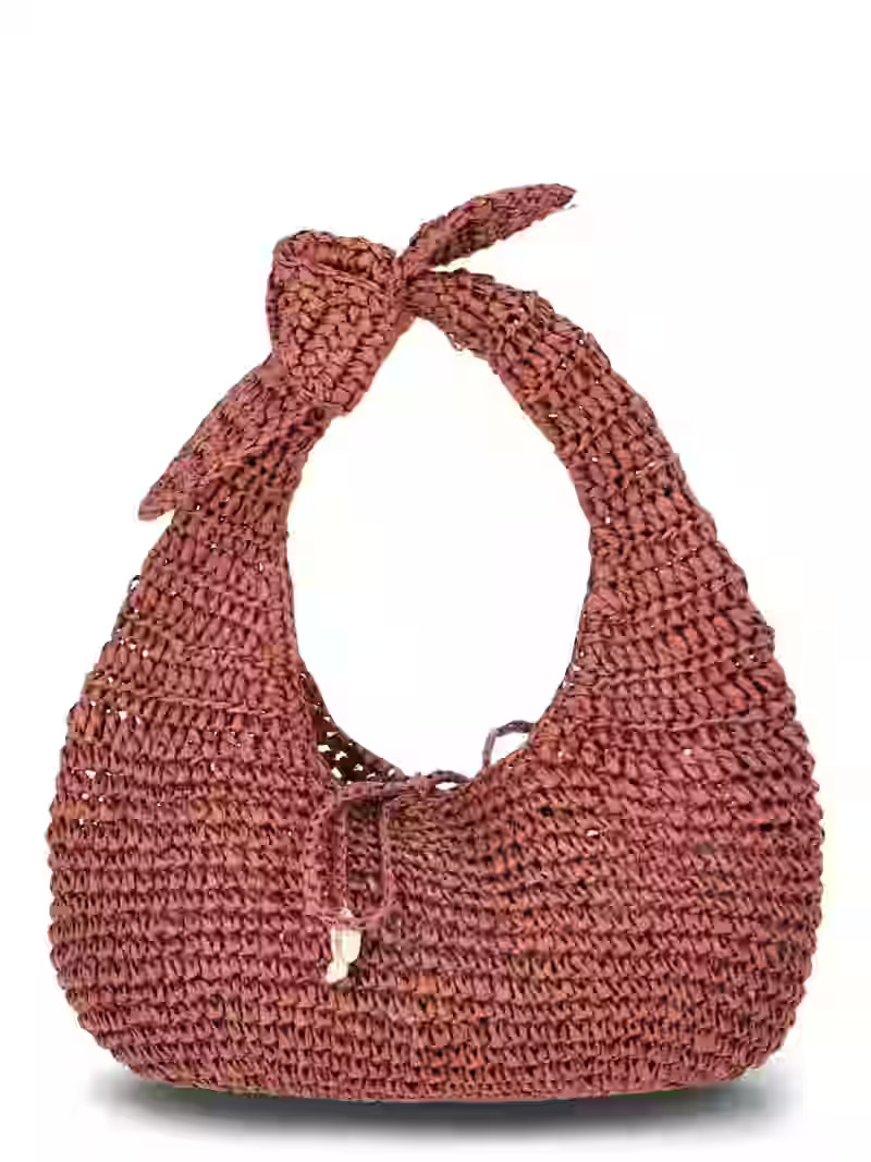 Time and Tru Women's Knot Top Straw Crescent Bag, Bronze | Walmart (US)