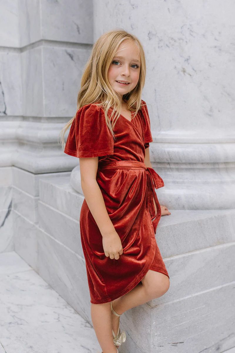 Mini Lillie Dress in Brick Velvet | Ivy City Co