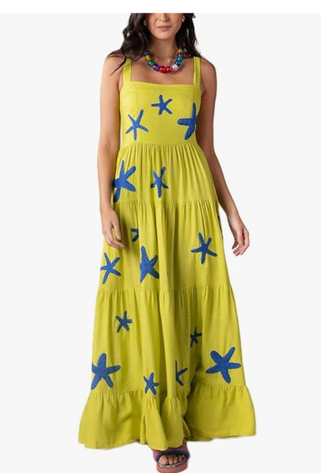 Starfish embroidered maxi dress, vacation dress 

#LTKOver40 #LTKFindsUnder100 #LTKFindsUnder50