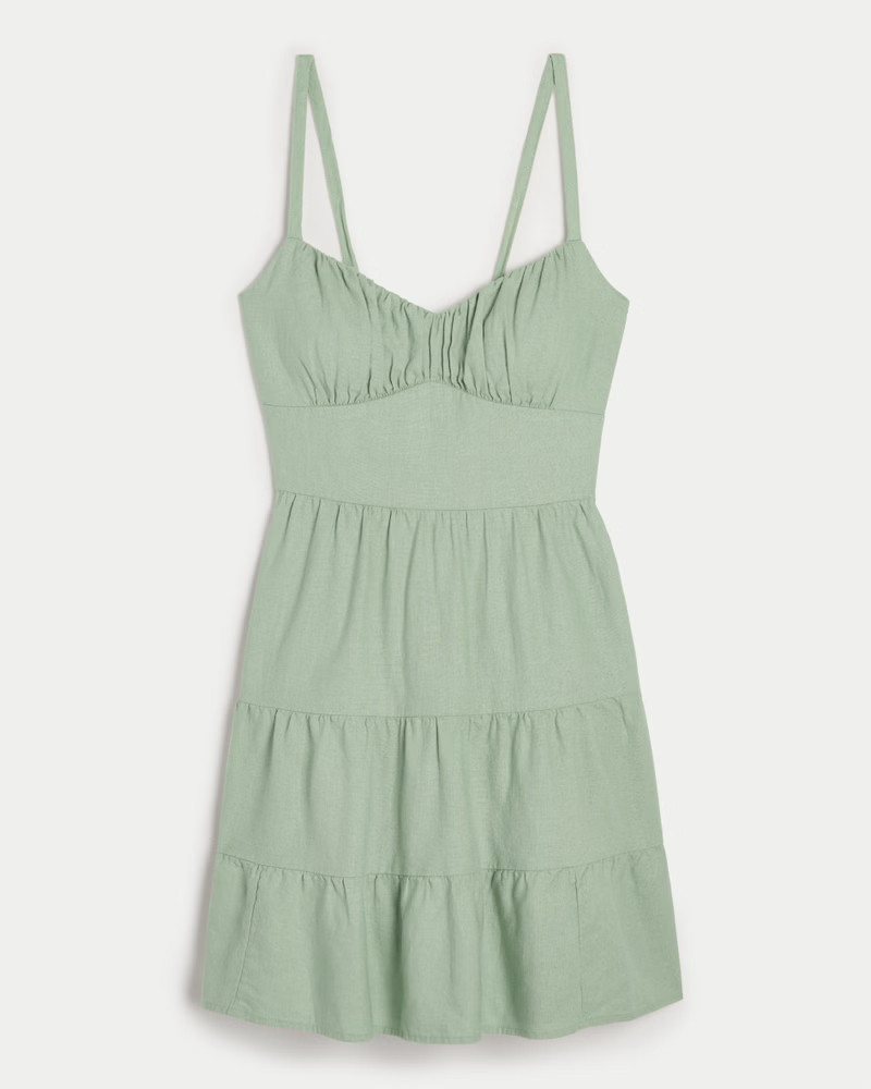 Open Back Linen Blend Mini Dress | Hollister (UK)