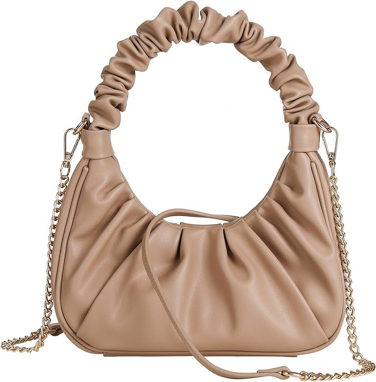 Amazon.com: Womens Hobo Leather Top Handbag Cloud Pouch Crossbody Bag (Khaki) : Clothing, Shoes &... | Amazon (US)