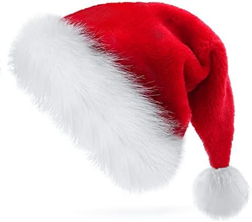 Christmas Hat,Santa Hat Adults Holiday Christmas Hat Unisex Velvet Cozy Christmas Hat For New Year's | Amazon (US)