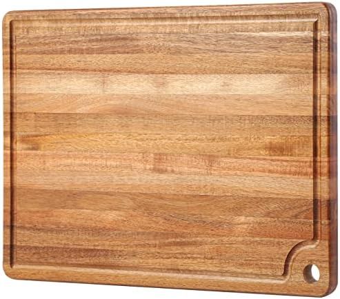 Large Acacia Wood Cutting Board for Kitchen - Caperci Better Chopping Board with Juice Groove & H... | Amazon (US)