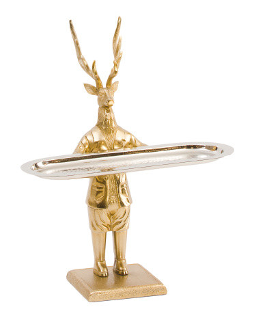 15x12x9.5 Reindeer Plate With Gold Tone Finish | Metal | Marshalls