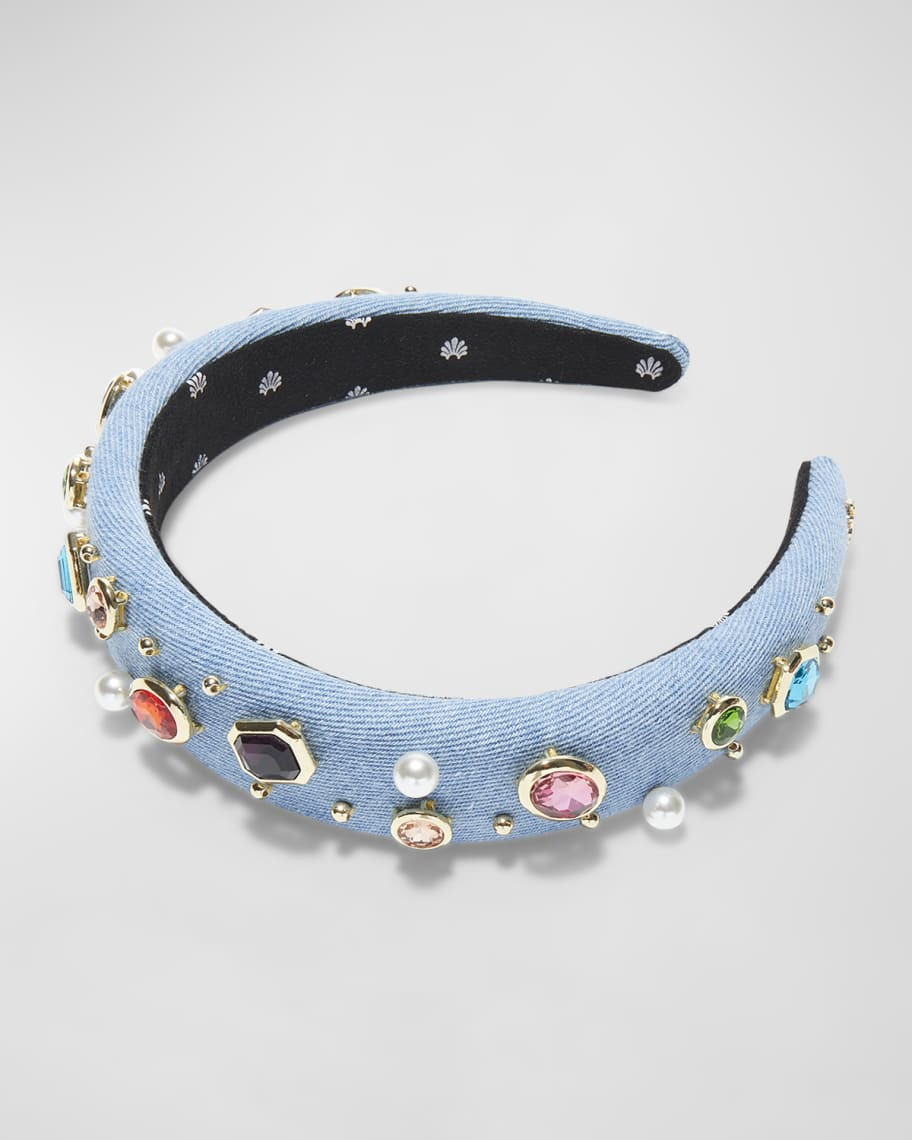 Alice Bezel Embellished Denim Headband | Neiman Marcus
