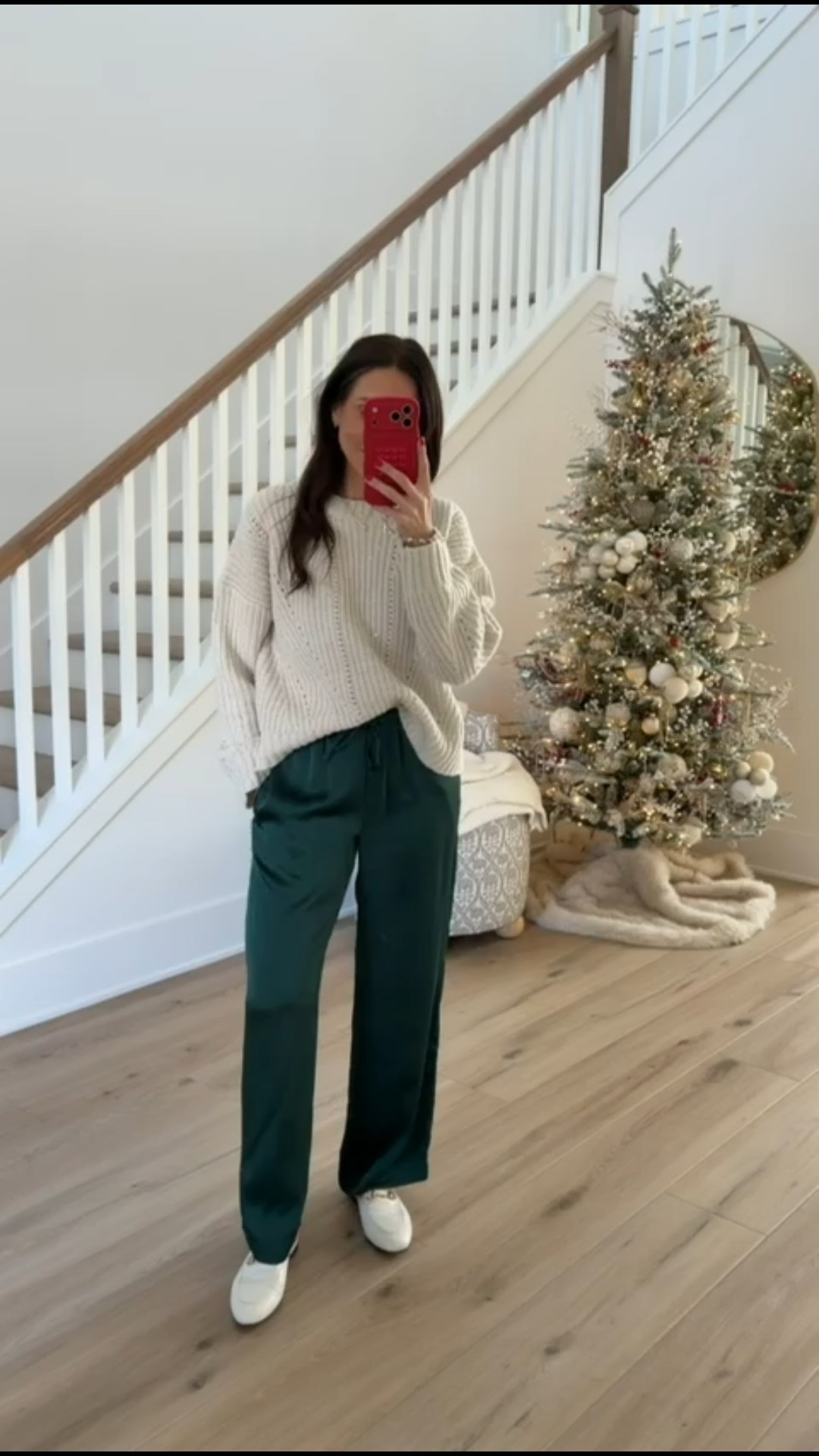 Casual festive style, Holiday look, New Year's Eve look, satin pants, sequin sweater, both on sale, 60% off.

#LTKHoliday #LTKSaleAlert #LTKFindsUnder100