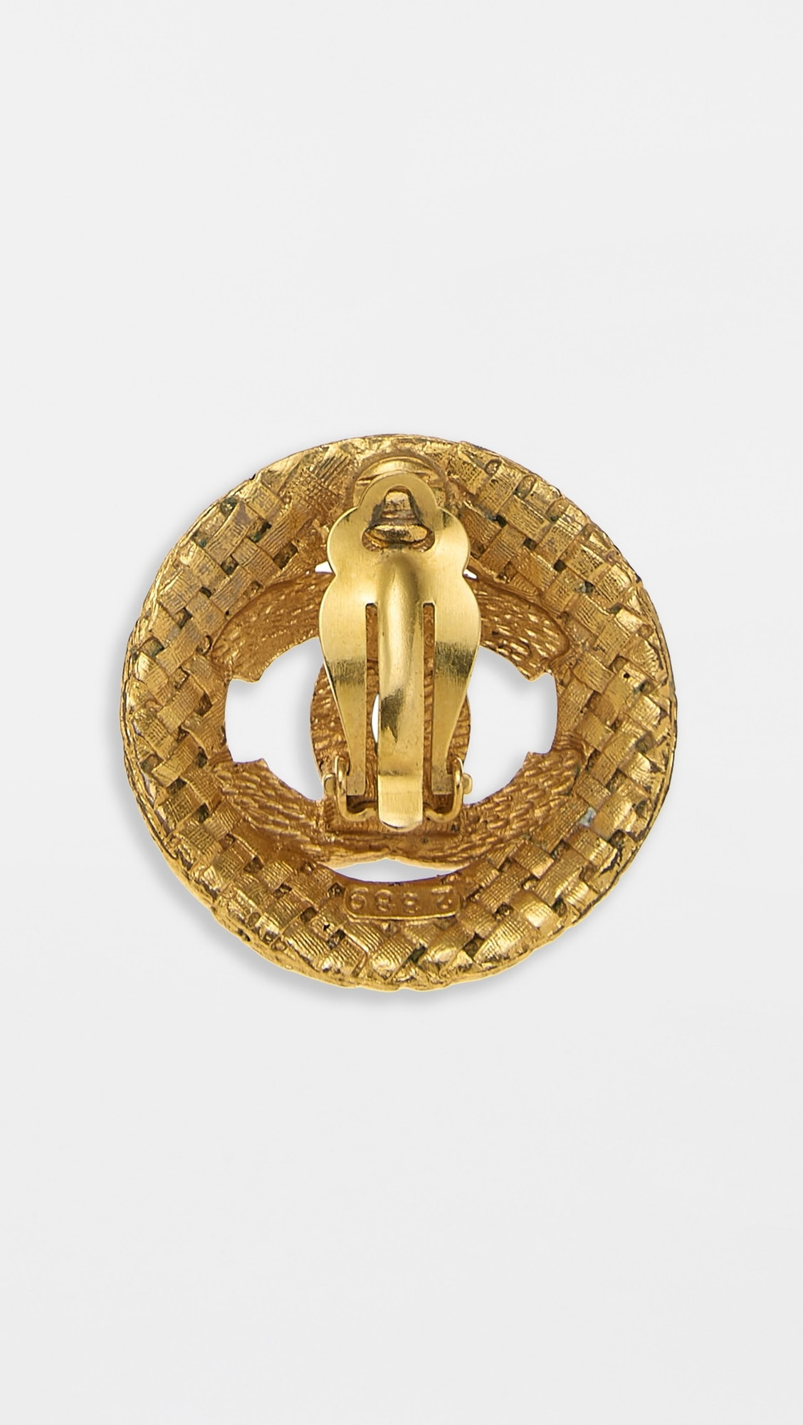 Chanel Gold CC On Woven Round Earrings | Shopbop