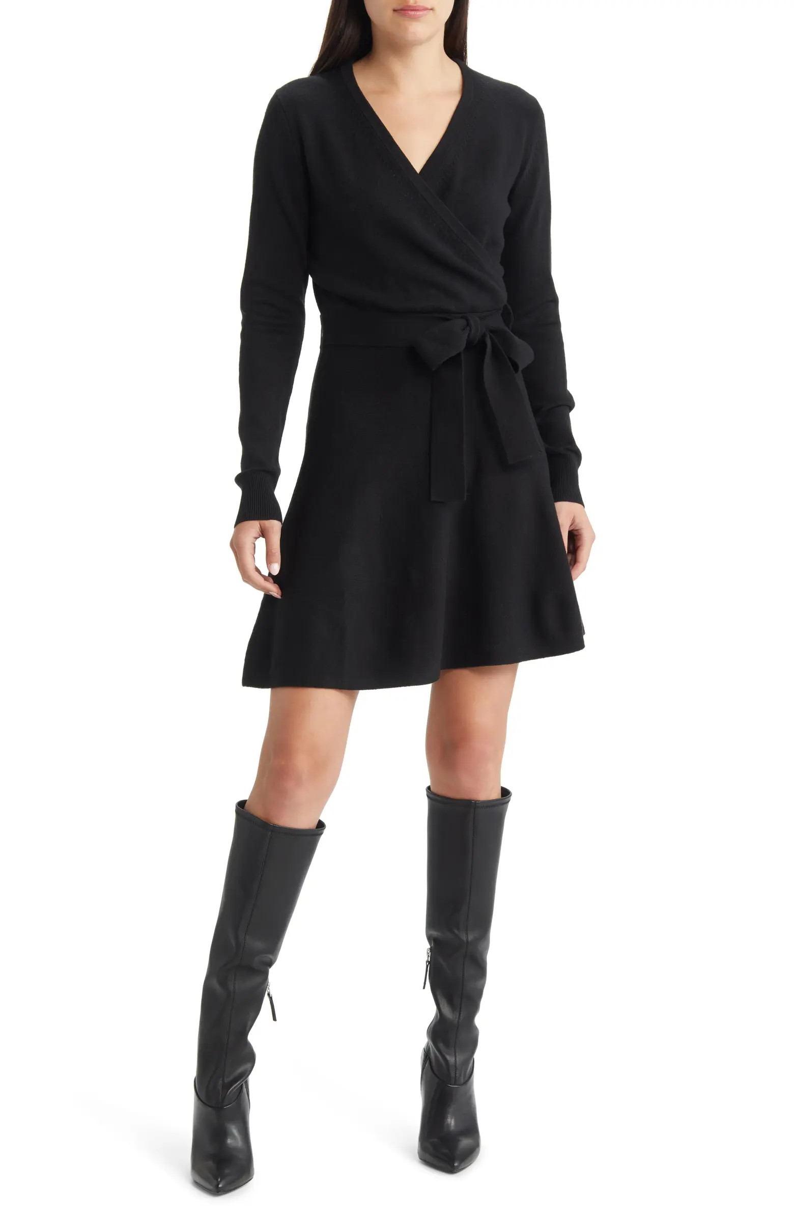 Long Sleeve Faux Wrap Sweater Dress | Nordstrom