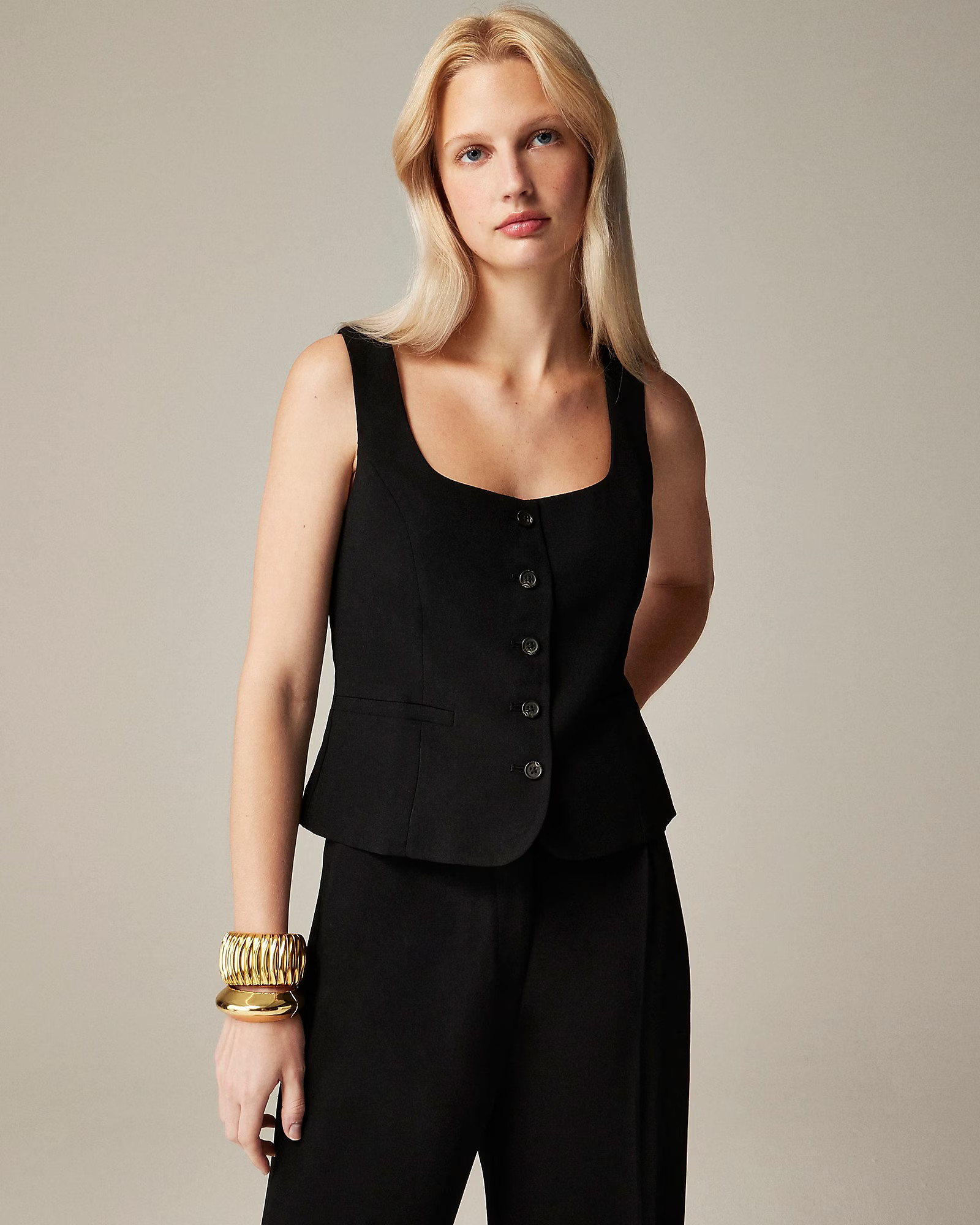 Scoopneck vest in drapey crepe | J. Crew US