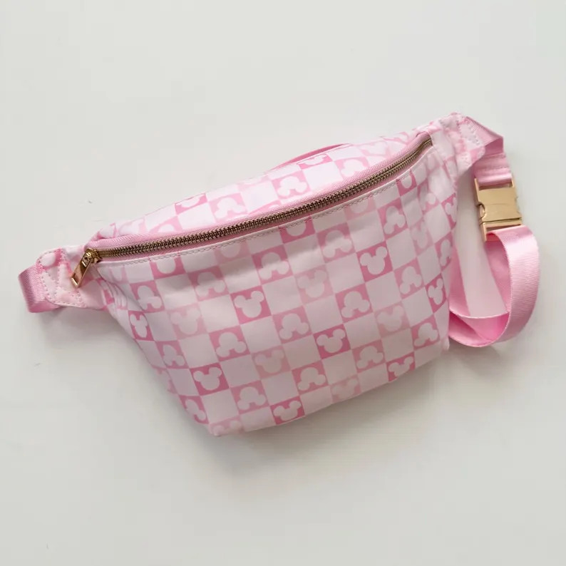 Jumbo Fanny Pack; Disney Black and White Check, Nylon, Disneyland Accessory, Colored Checkered, B... | Etsy (US)