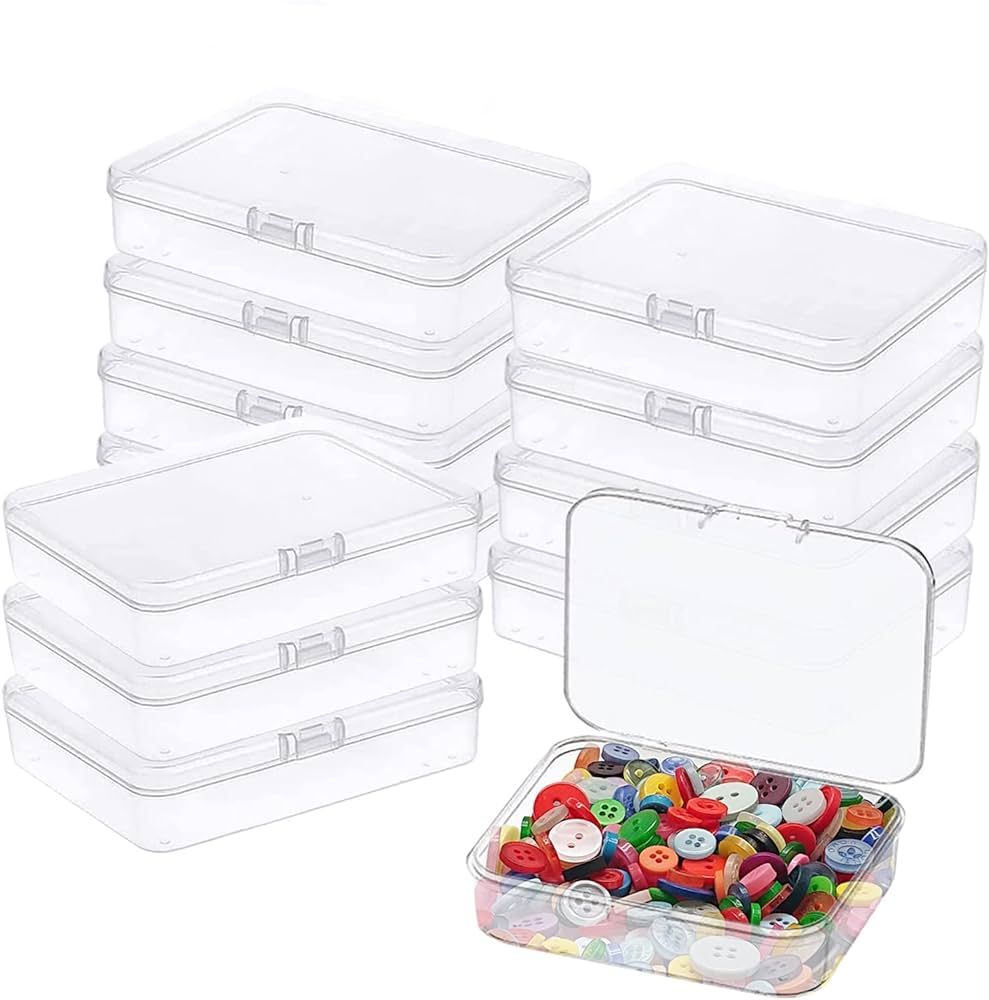 Goiio 12 Pcs Mini Plastic Storage Containers Box with Lid, 5x4x1.3 Inches Clear Rectangle Box for... | Amazon (US)