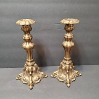 Pair Of Antique Brass Candlesticks, Heavy & Ornate, Baroque Style | Etsy (US)