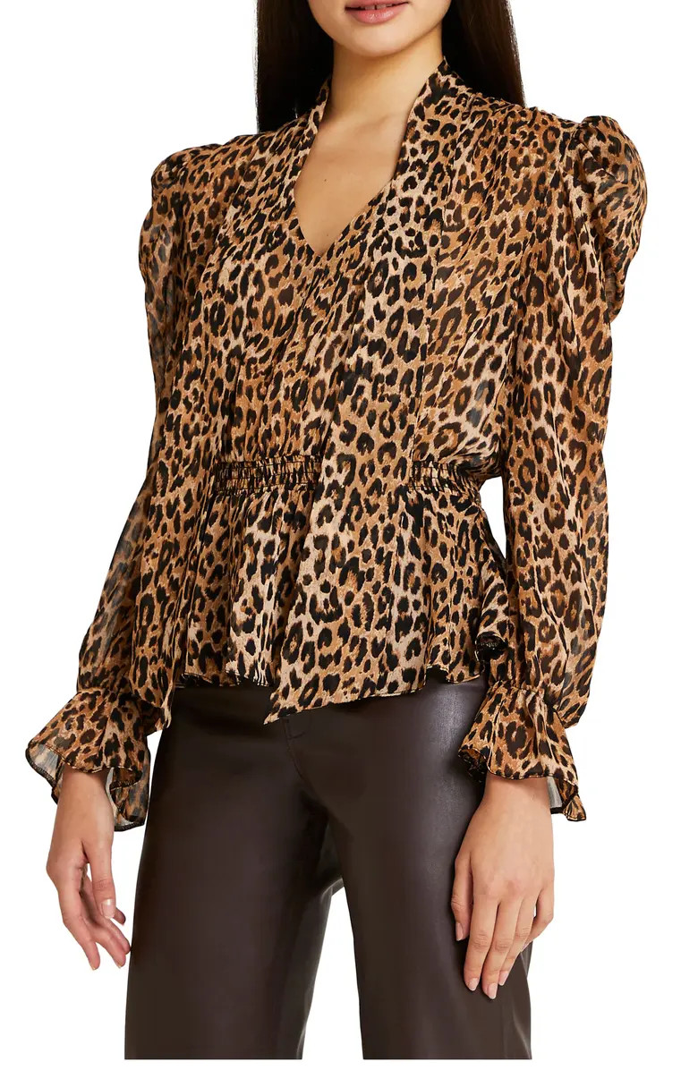 Leopard Print Tie Front Blouse | Nordstrom | Nordstrom