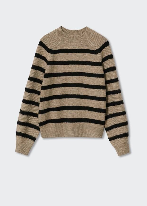 Stripe-print sweater with Perkins neck | MANGO (US)