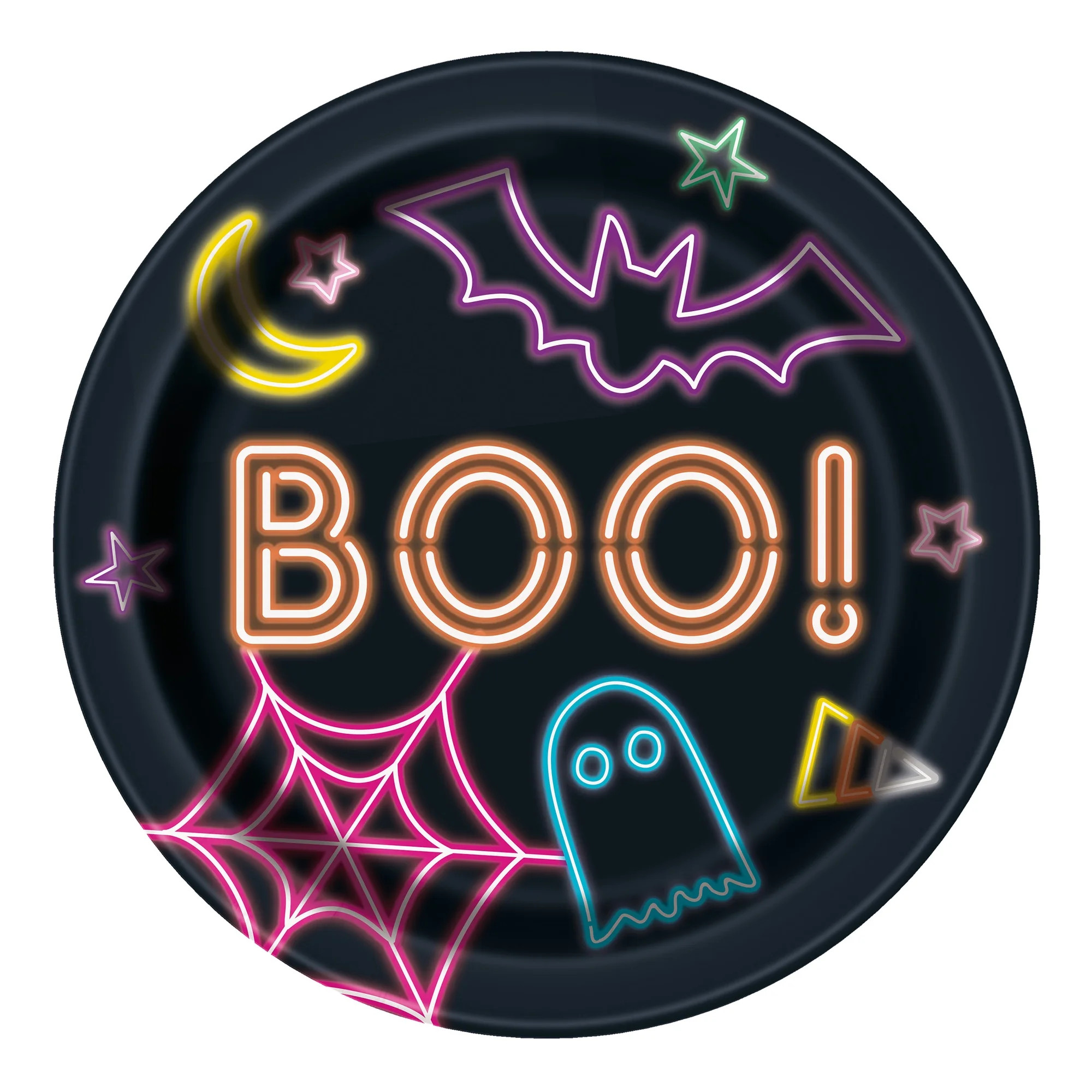 Halloween Neon Halloween Multicolor Paper Dinner Plates, 9", 8ct, Way to Celebrate | Walmart (US)