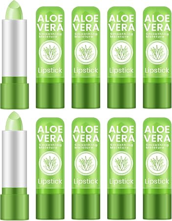 Ownest 10 Packs Aloe Vera Lip Balm, PH Color Changing Lipstick, Change from Green to Natural Pink... | Amazon (CA)