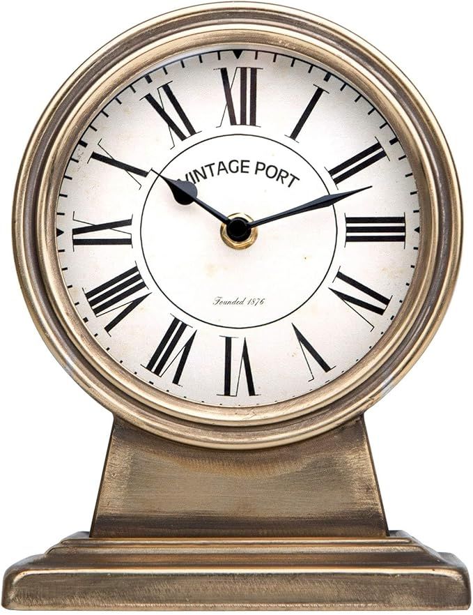 NIKKY HOME Vintage Gold Mantle Clock, Silent Non-Ticking Battery Operated Rustic Table Desk Shelf... | Amazon (US)