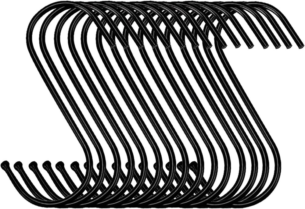 Evob 30 Pack Black S Hooks Steel S Hanging Hooks Heavy Duty S Hanger Hook Metal Kitchen Pot Rack ... | Amazon (US)